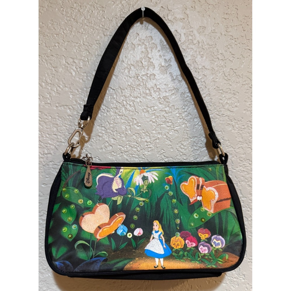 Disney Alice in Wonderland Garden Shoulder Bag Purse Handbag Zip Rare HTF